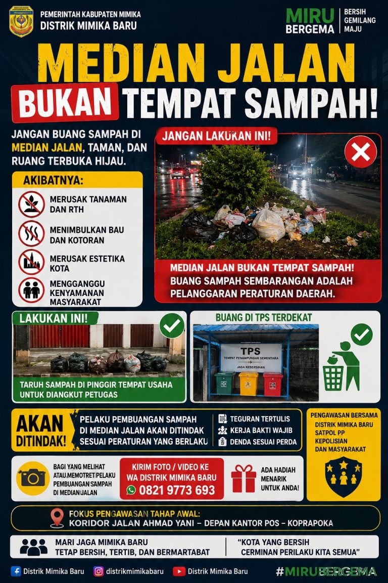 ⚠️ PERINGATAN UNTUK PELAKU PEMBUANGAN SAMPAH DI MEDIAN JALAN ⚠️