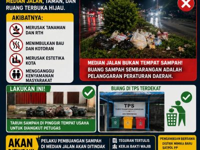 ⚠️ PERINGATAN UNTUK PELAKU PEMBUANGAN SAMPAH DI MEDIAN JALAN ⚠️